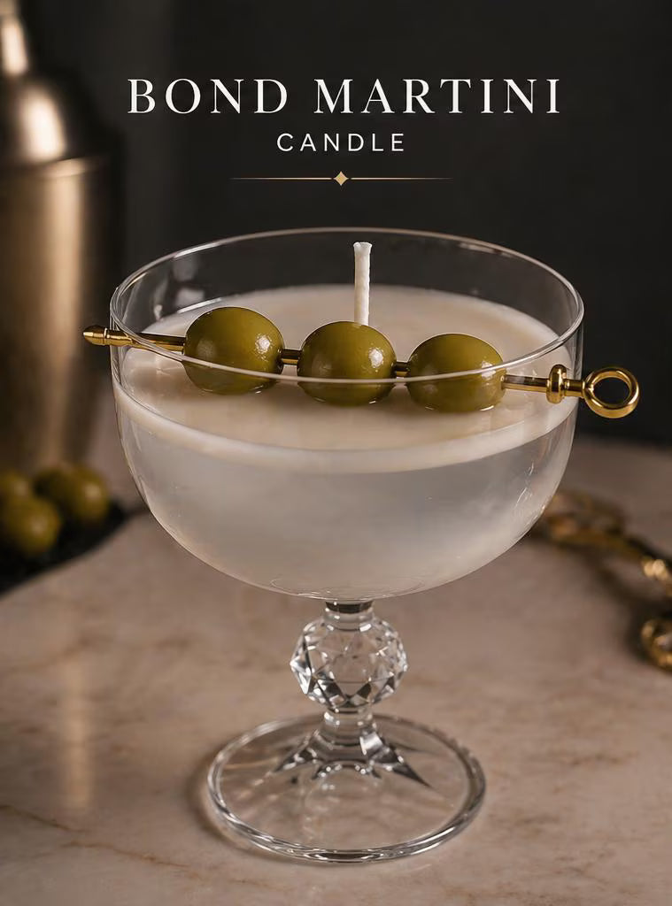Cocktail Candle – Strawberry Kiss, Lemon Kiss, Espresso Martini, Orange Kiss, Bond Martini – Handgemachte Duftkerzen in Sektschalen