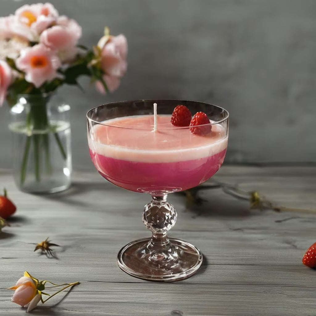 Cocktail Candle – Strawberry Kiss, Lemon Kiss, Espresso Martini, Orange Kiss, Bond Martini – Handgemachte Duftkerzen in Sektschalen
