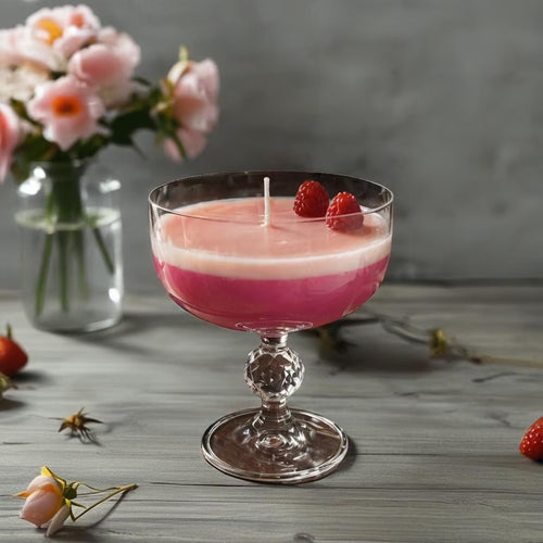 Cocktail Candle – Strawberry Kiss, Lemon Kiss, Espresso Martini, Orange Kiss, Bond Martini – Handgemachte Duftkerzen in Sektschalen