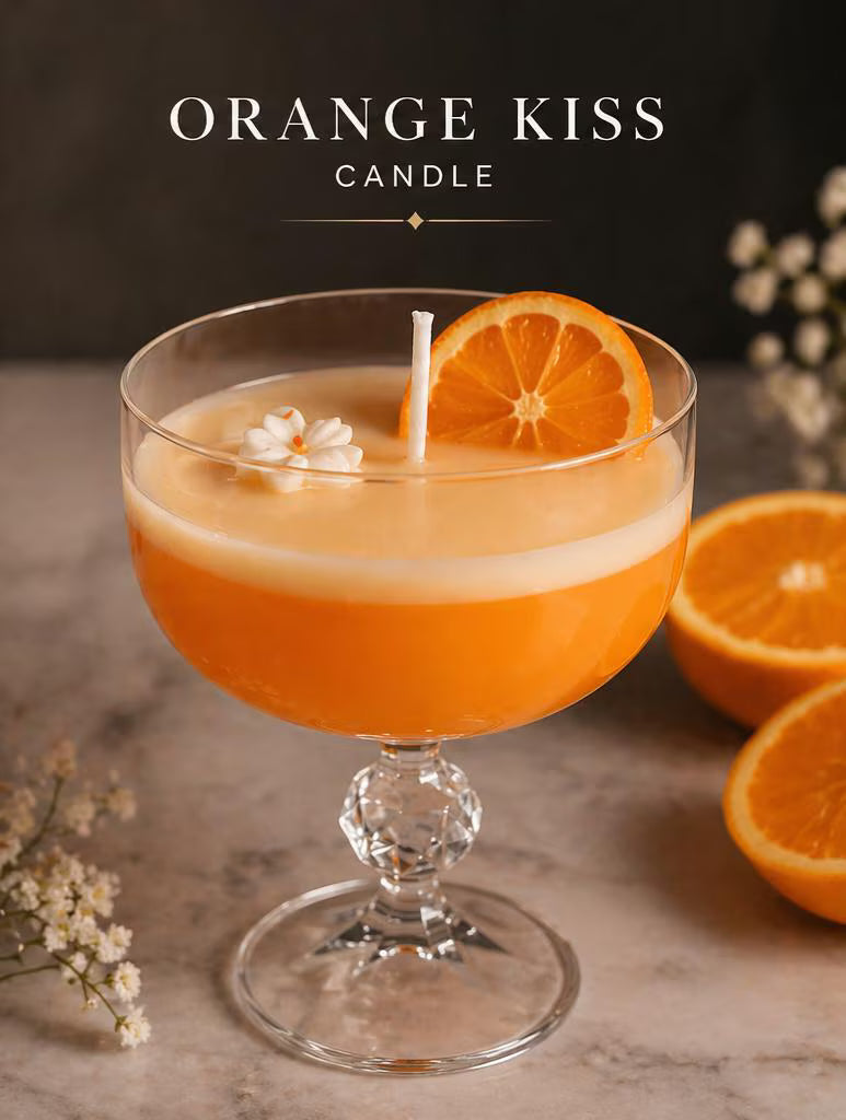 Cocktail Candle – Strawberry Kiss, Lemon Kiss, Espresso Martini, Orange Kiss, Bond Martini – Handgemachte Duftkerzen in Sektschalen