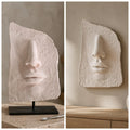 Abstrakte Gesichts-Skulptur aus Gips | Moderne Wandkunst & Dekoobjekt im Minimal Style | Handgefertigte Relief-Skulptur
