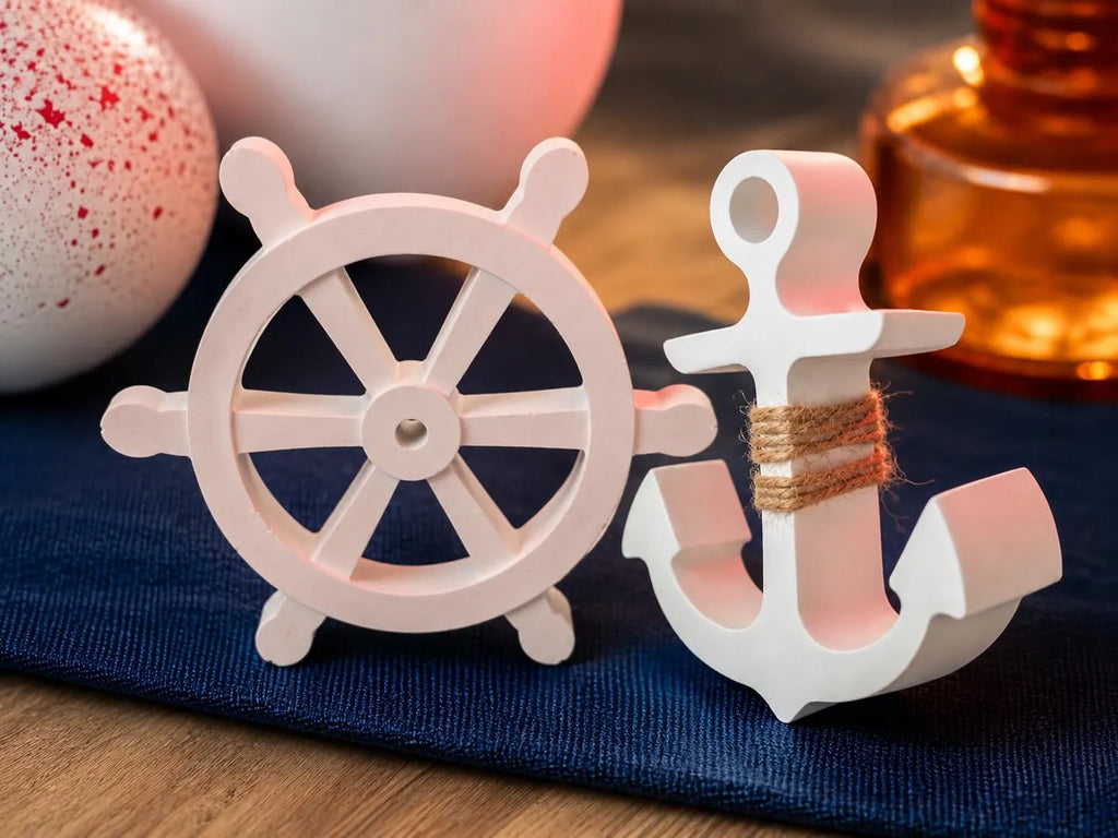Maritime Deko– Steuerrad & Anker